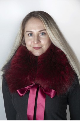 Bordeaux Finnraccoon fur collar-neck warmer